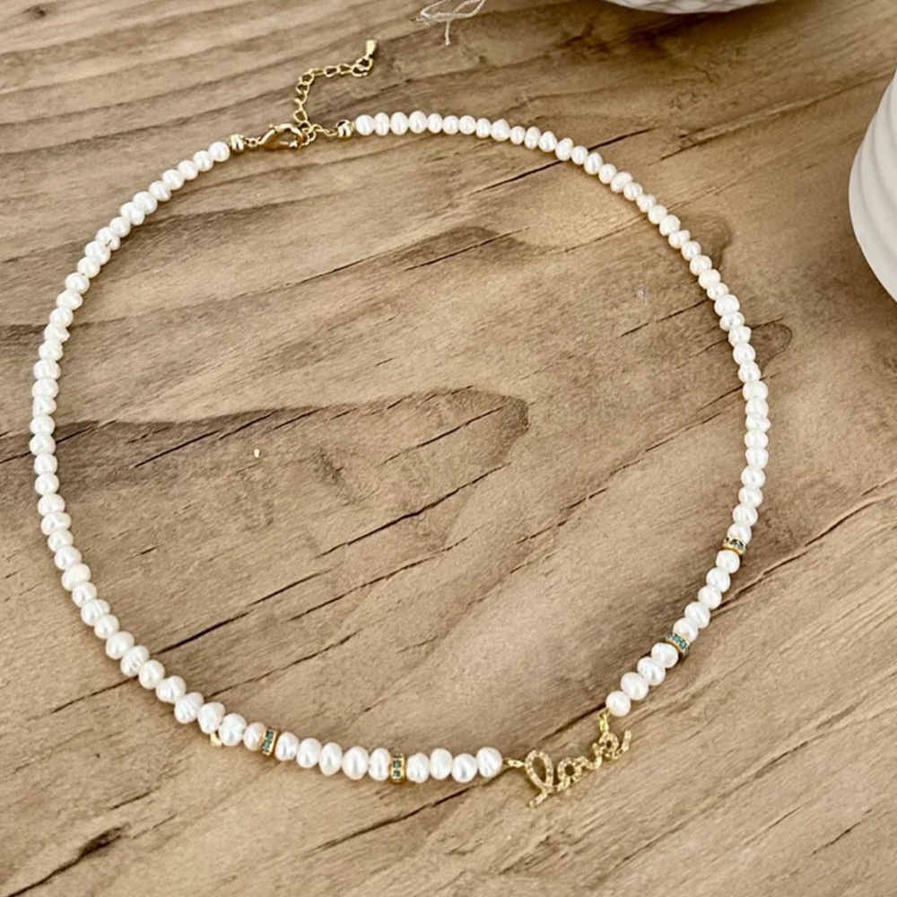 🩷MOTHER’S DAY SALE🩷 Pavé Gold “LOVE” & Pearl Necklace